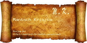 Mantsch Kriszta névjegykártya